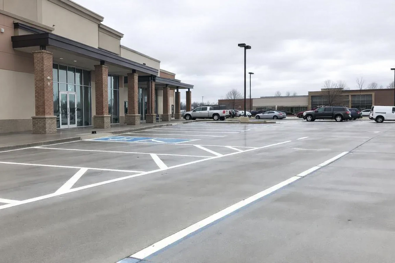 Concrete parking lot building